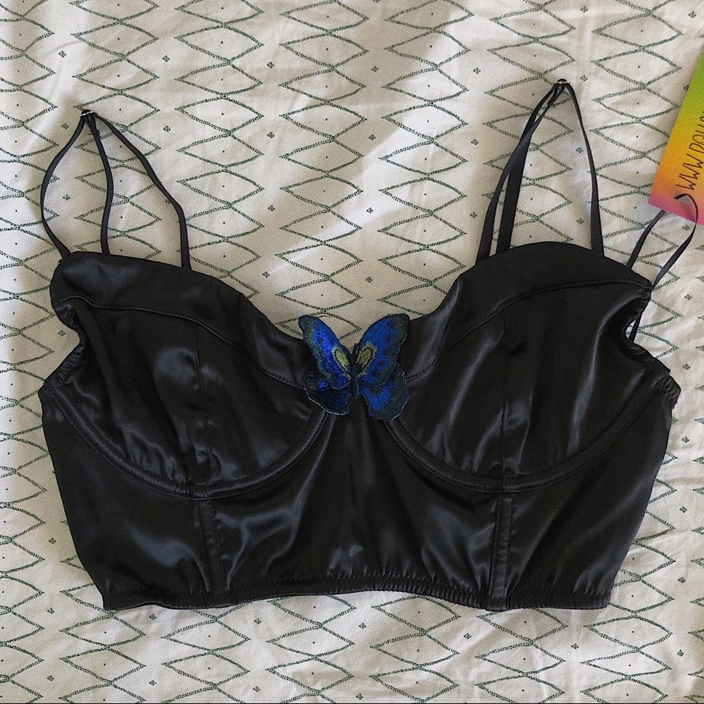 Dolls Kill/Current Mood Butterfly Bra 🦋🌈🖤